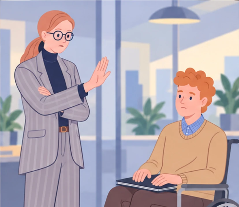 Anna rejects the proposal with a firm gesture while Olek withdraws from the conversation.