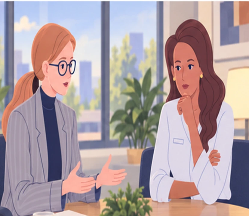 Anna and Maja calmly agree on boundaries for working together, although tension between them remains visible.