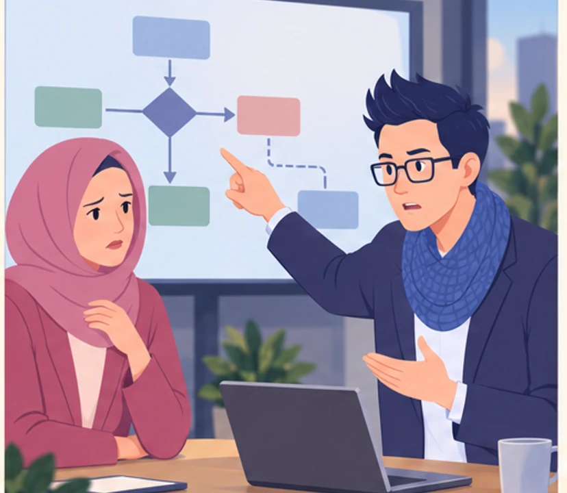 Jonas firmly points to a model assumption while Amira hears his criticism as a judgment of her competence.