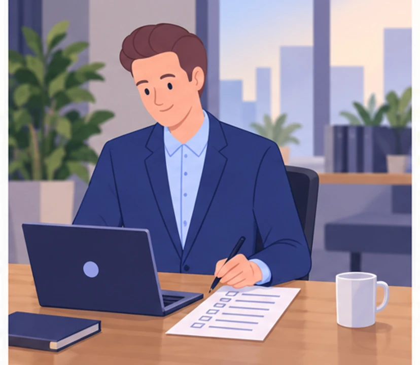 Tomasz works calmly with the checklist and knows exactly when the task will be complete.