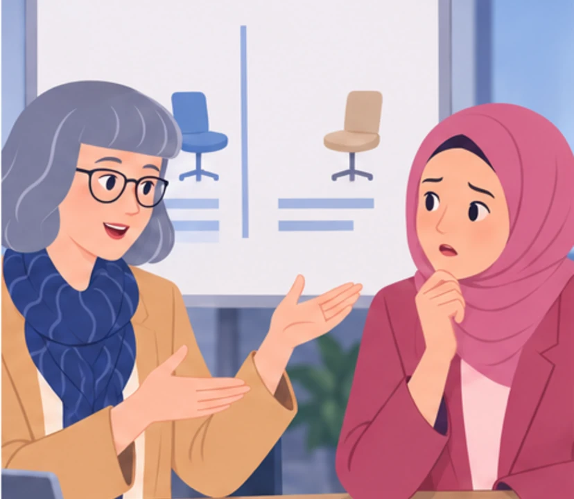 Helena, Amira in panel 3 of I came for an answer. I got a question..
