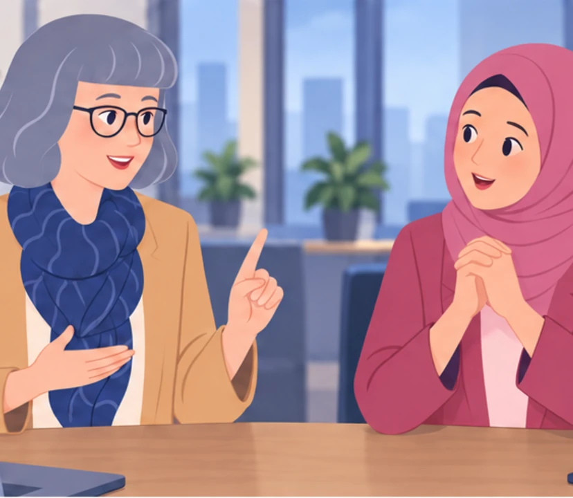 Helena, Amira in panel 5 of I came for an answer. I got a question..