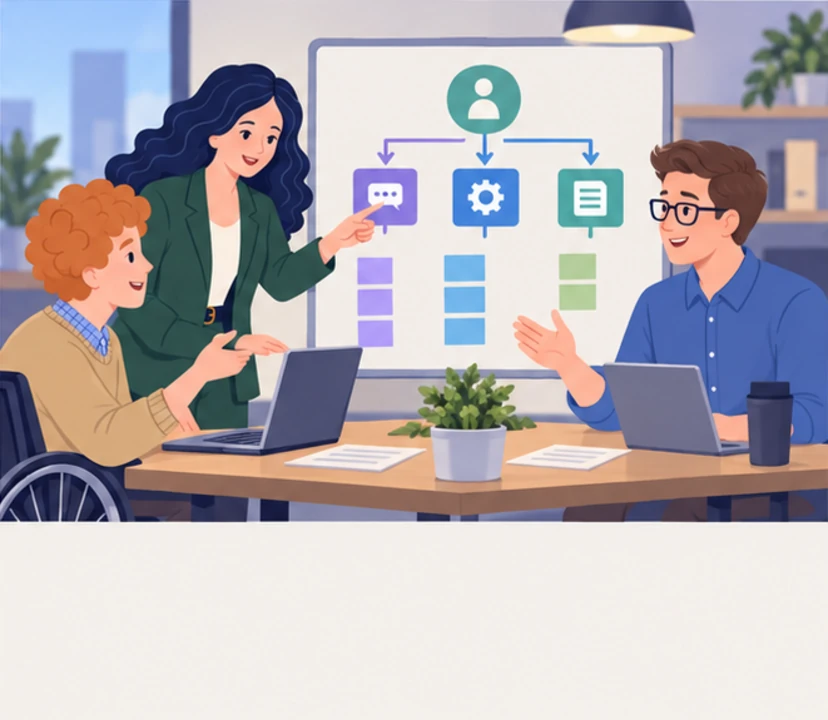 Zofia, Olek, Jonas in panel 5 of New boss, new rules.